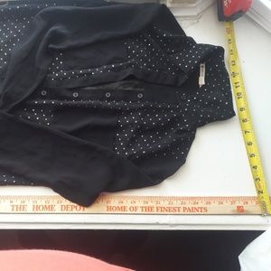 Black with small diamonds long silk blouse